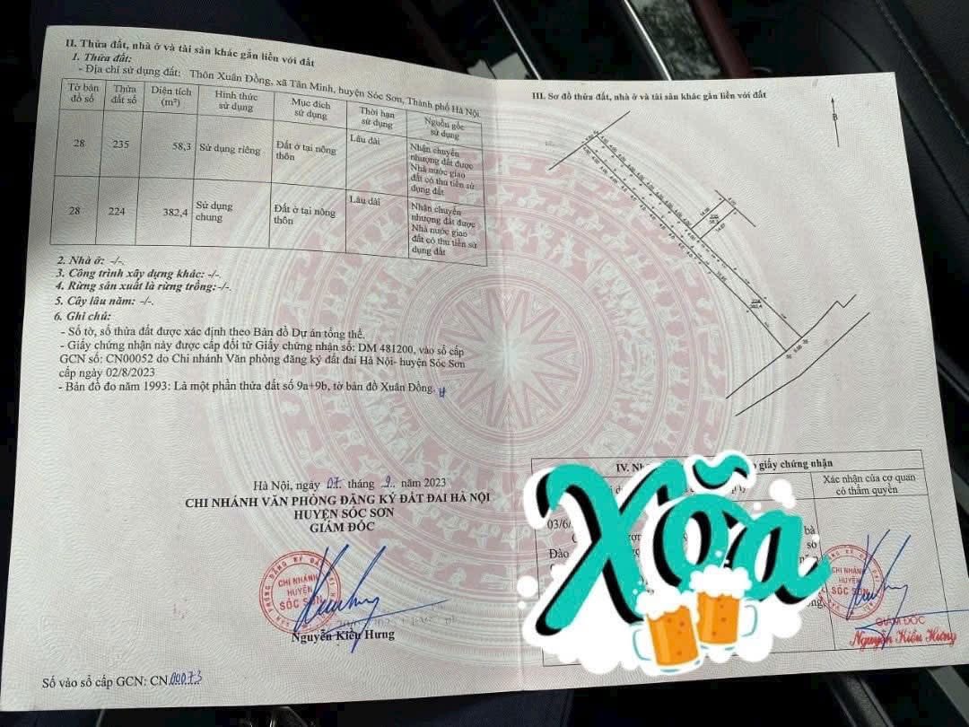 Bán đất Xuân Đồng, Sóc Sơn 58,3m2, sổ sẵn, gần trục chính