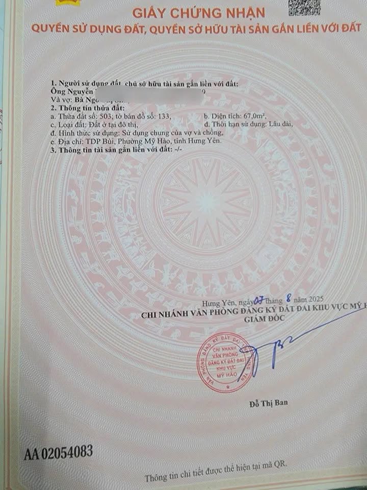 Bán lô đất siêu xinh tại Thôn Bùi, phường Mỹ Hào, Hưng Yên