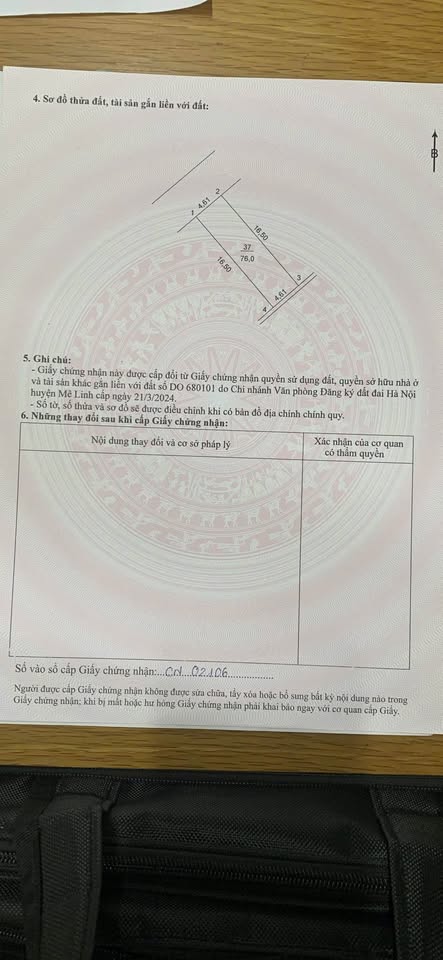 Bán đất Mê Linh, Hà Nội, 76m2, mặt tiền 4,61m, kinh doanh đỉnh