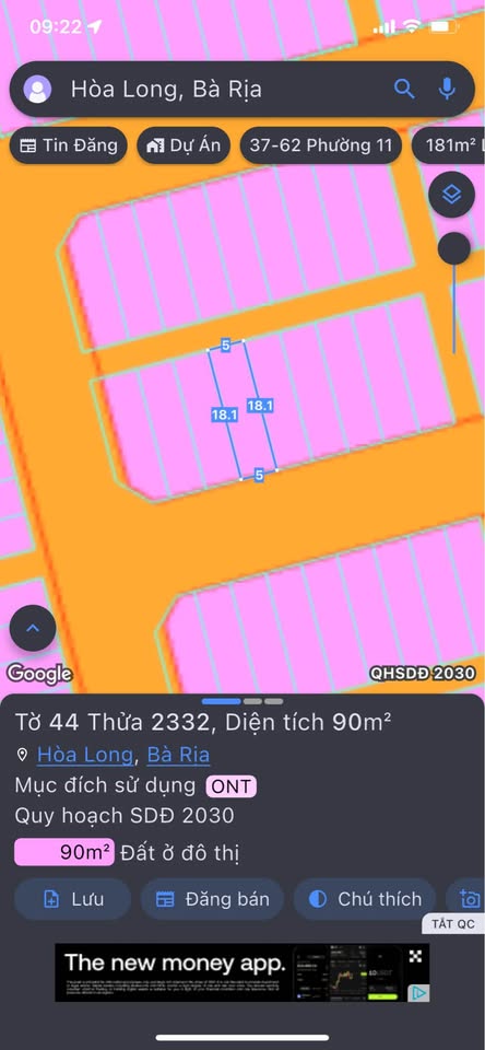 Bán đất nền 90m2 full thổ cư tại Hòa Long, Bà Rịa - Vũng Tàu - sổ riêng