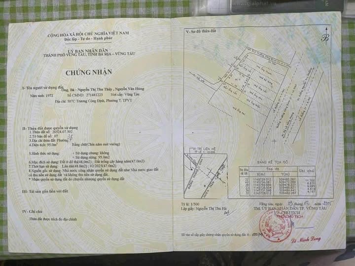 Nhà 95m2 mặt tiền hẻm 513 Trương Công Định, Vũng Tàu - 5.5 tỷ