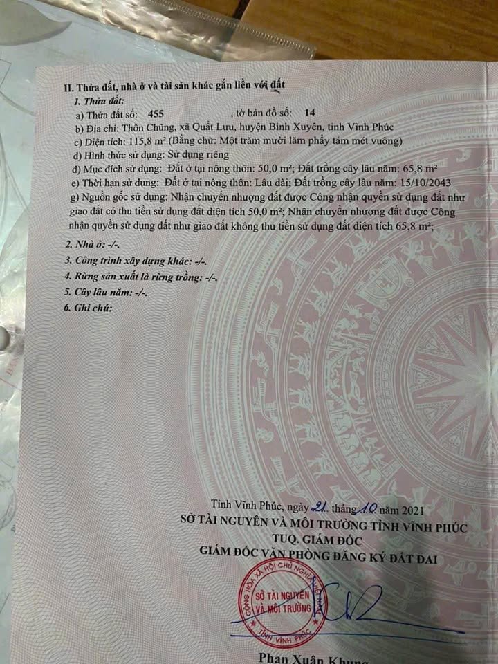 Đất Vĩnh Phúc 115m2, đường ô tô tận nơi, giá hời chỉ 8xx triệu