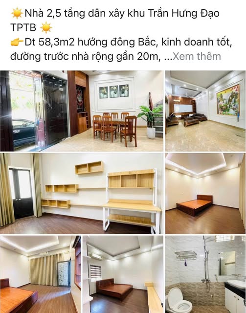 Nhà 2.5 tầng Trần Hưng Đạo, Thái Bình - kinh doanh tốt, đường 20m, full nội thất
