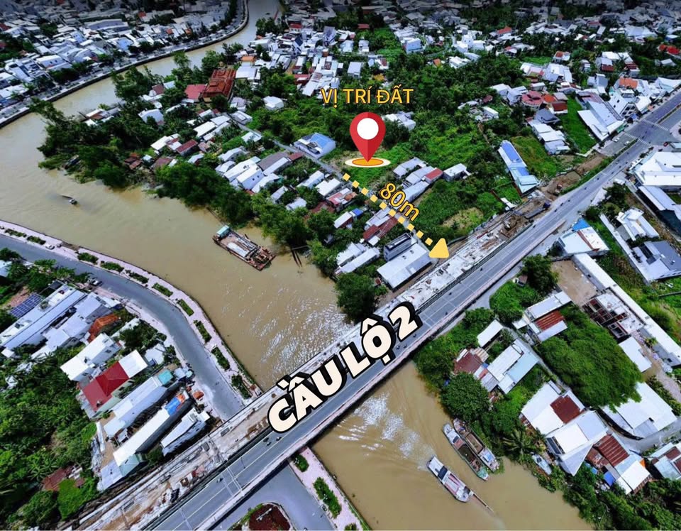 Đất Vĩnh Long, mặt tiền rộng, cách cầu Lộ 2 chỉ 80m, đầu tư sinh lời ngay