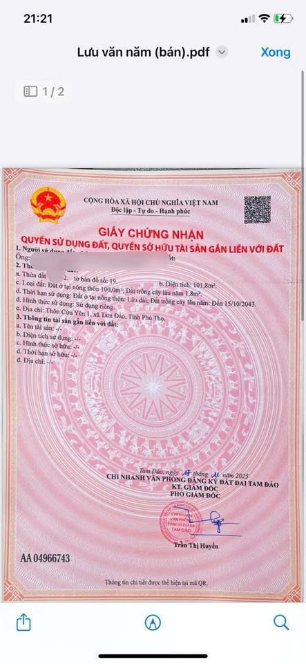 Bán đất trung tâm huyện Tam Đảo, Vĩnh Phúc - 102m2, đường 2 ô tô tránh