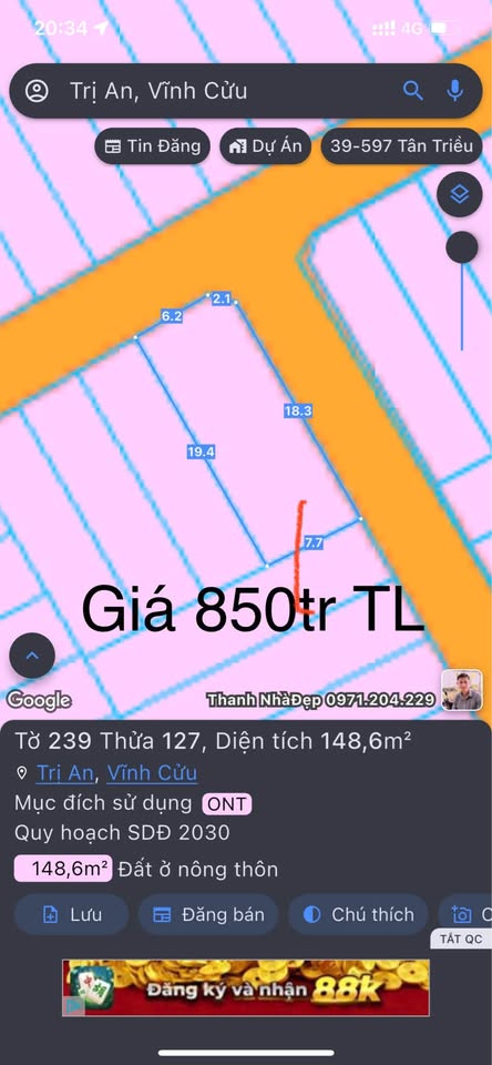 Bán đất thổ cư 100% tại Vĩnh Cửu, Biên Hòa, Đồng Nai