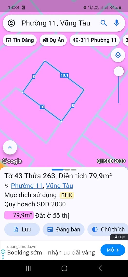 Bán đất 80m2 sổ riêng, hẻm ô tô tránh, Phước Thắng, Bà Rịa - Vũng Tàu