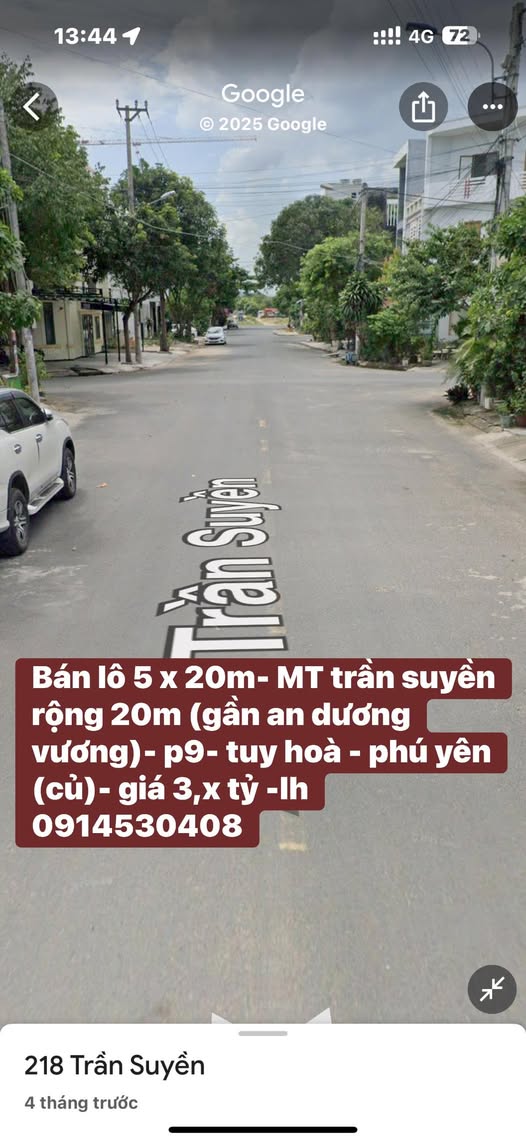 Bán lô đất 100m2 mặt tiền rộng 5m đường Trần Suyền, Phường 9, Tuy Hòa, Phú Yên gần biển