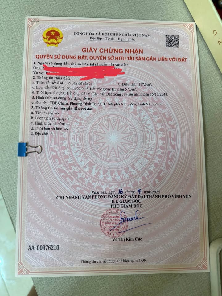 Đất xóm Chám Vĩnh Yên diện tích 117m2, hướng Đông Nam, tài chính xinh xắn