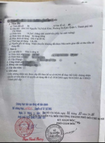 Chính chủ cần bán nhà kết cấu 1 trệt 1 lầu đường Nguyễn Thị Minh Khai, Phường Đa Kao, Q1, TPHCM