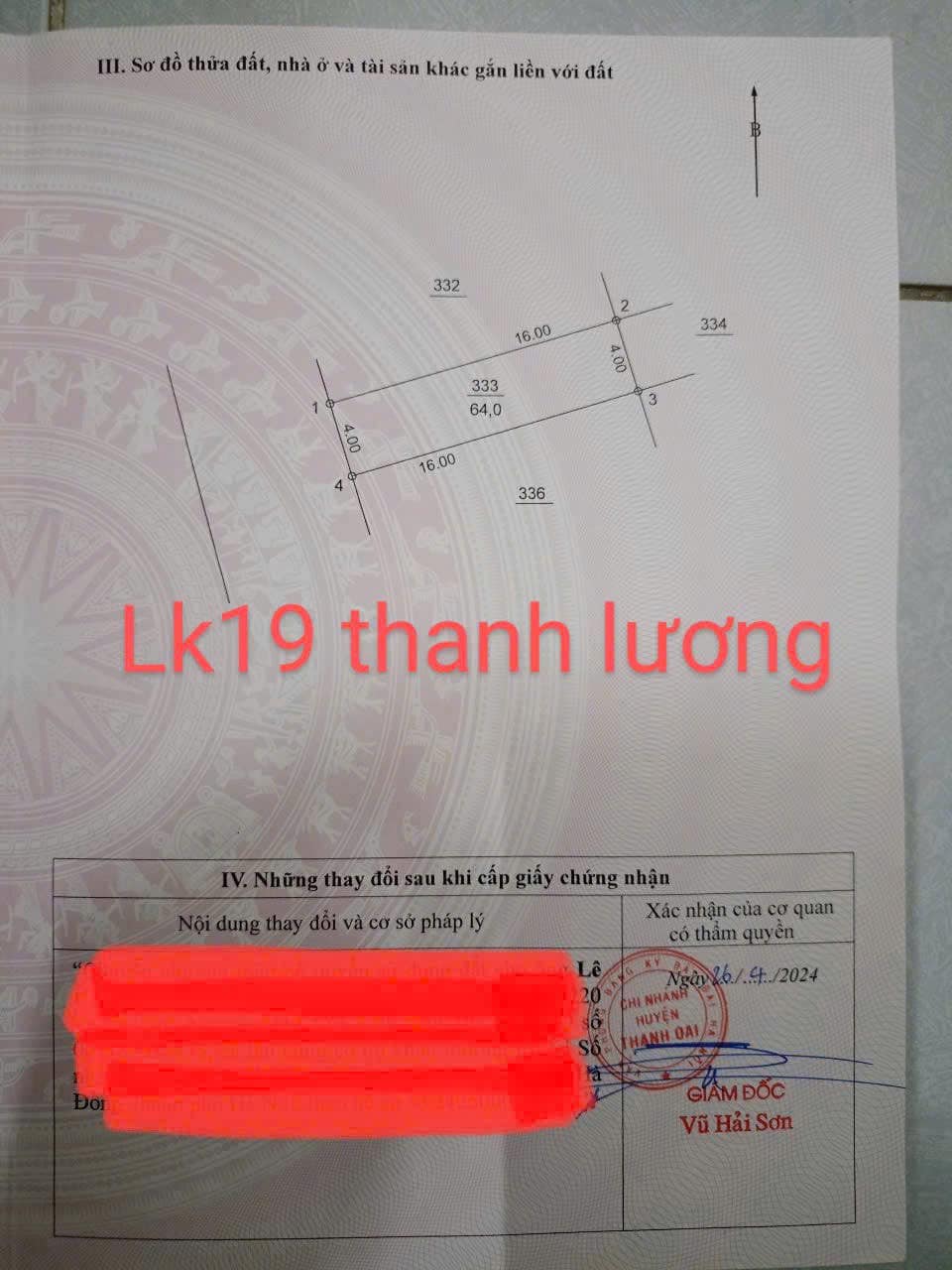 Đất Thanh Lương - Bích Hòa 64m2, 4m mặt tiền, ô tô tải tránh, sổ đỏ sẵn sàng