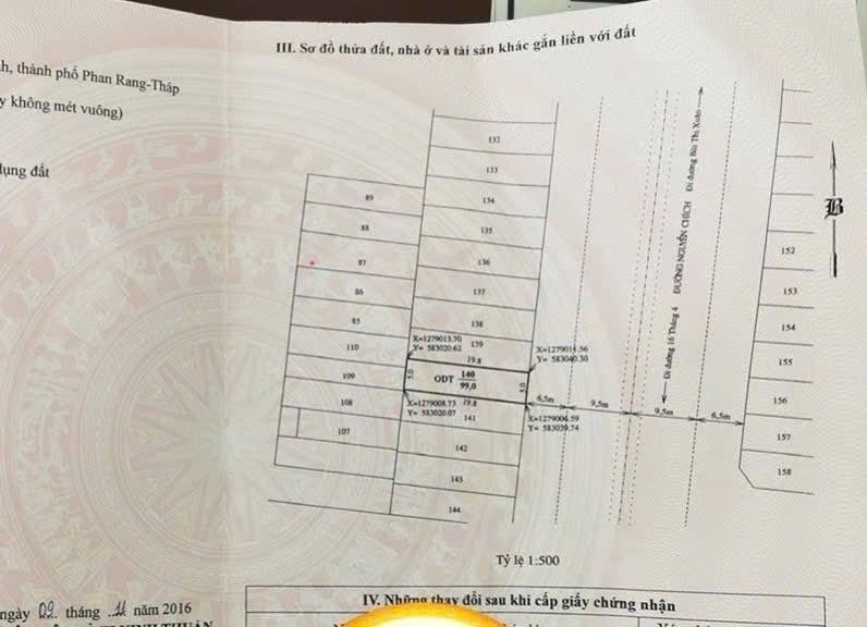 Đất biển Phan Rang, 99m2, mặt tiền 5m, giá 3.5 tỷ, gần Quảng Trường Ánh Sáng