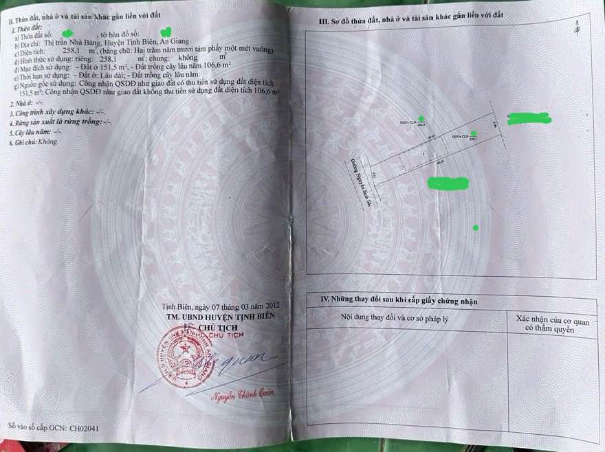 Bán nền mặt tiền đường Nguyễn Sinh Sắc, Tịnh Biên, An Giang