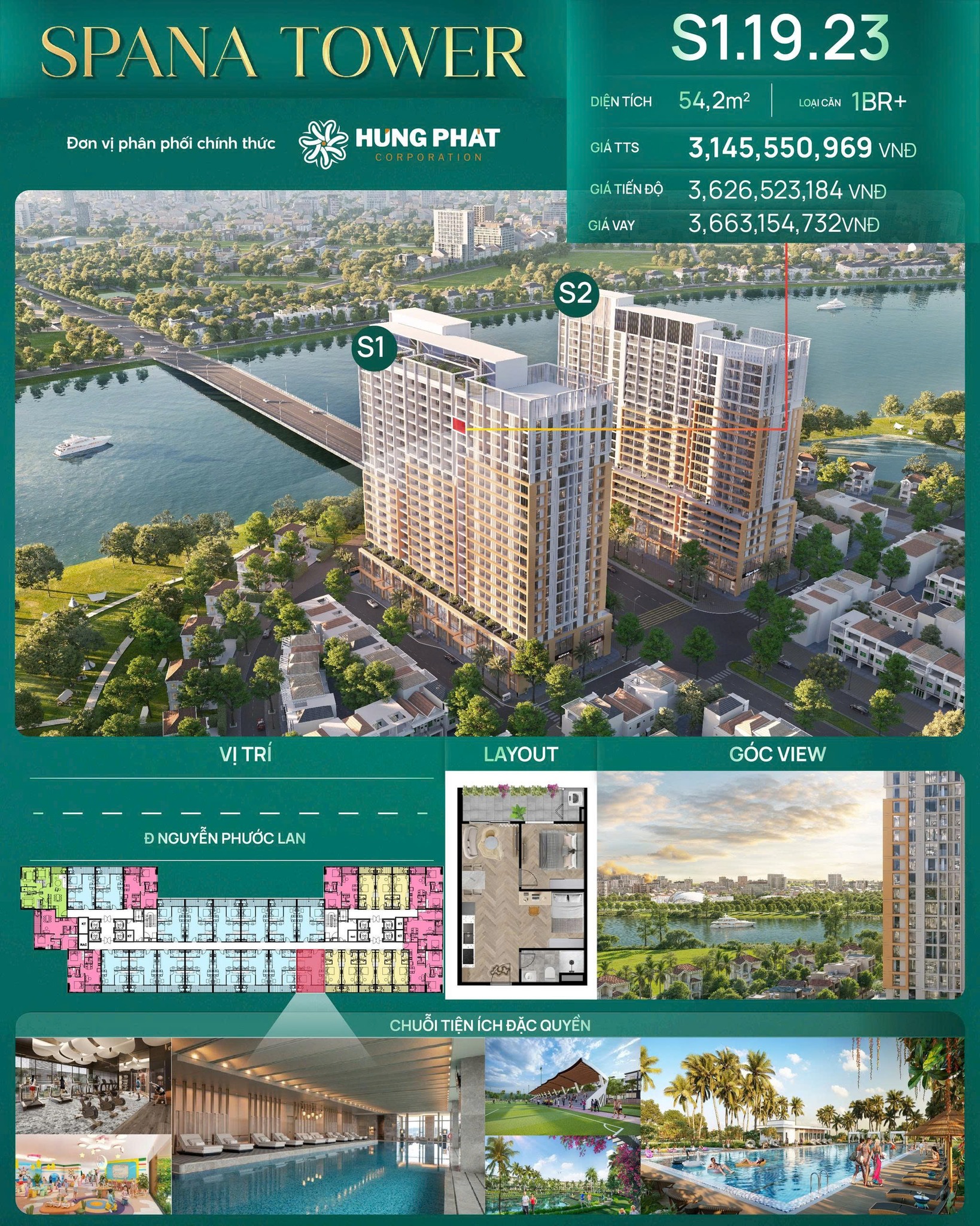 Căn hộ 54m² giá 3.1 tỷ, view sông, tiện ích 'xịn sò', sổ hồng trao tay