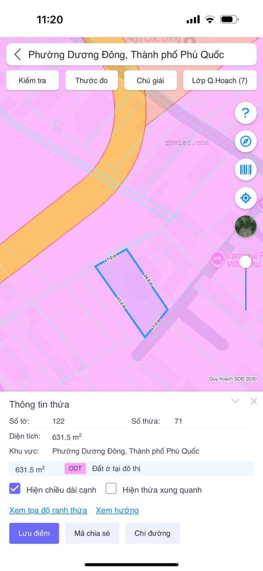 Bán đất 631m2 hai mặt tiền tại Phú Quốc, Kiên Giang