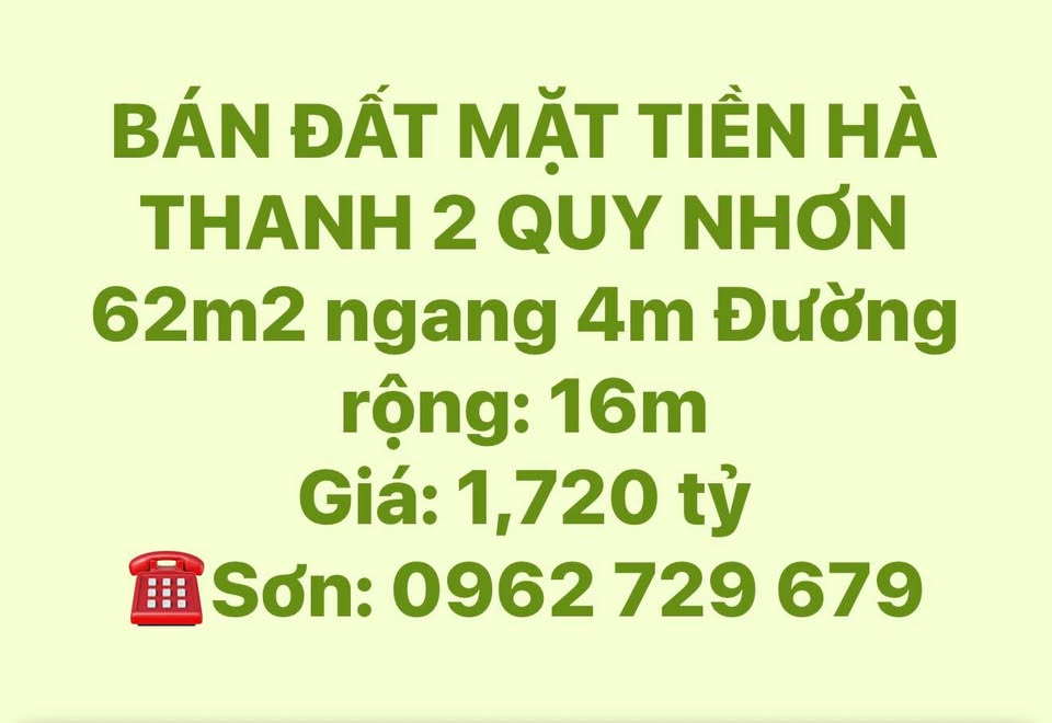 Siêu phẩm đất nền mặt tiền đường Hà Thanh, thành phố Quy Nhơn đang chờ chủ nhân mới