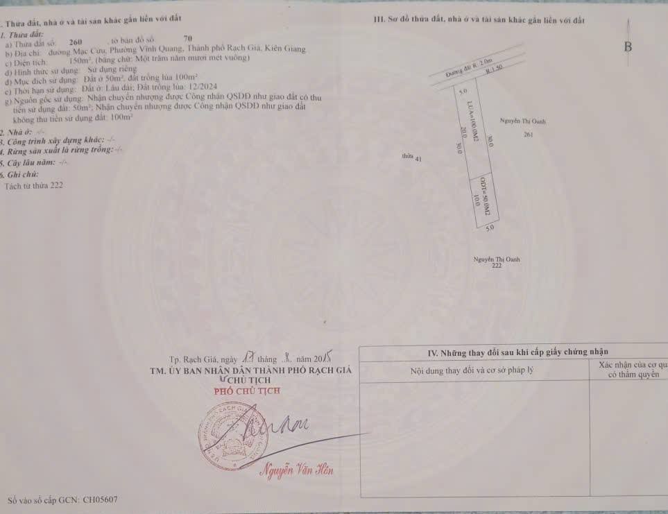 Bán đất 150m² mặt tiền 5m, cách tuyến tránh Rạch Giá 100m, giá 590 triệu