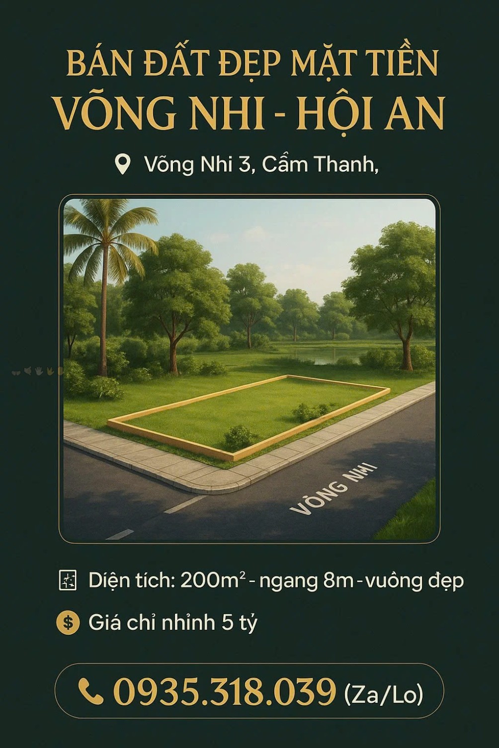 Siêu phẩm đất nền 200m² tại Võng Nhi 3, Cẩm Thanh, Hội An đây rồi