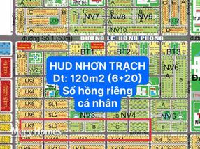 Bán đất nền dự án HUD Nhơn Trạch 120m2, đường N6, sổ hồng riêng