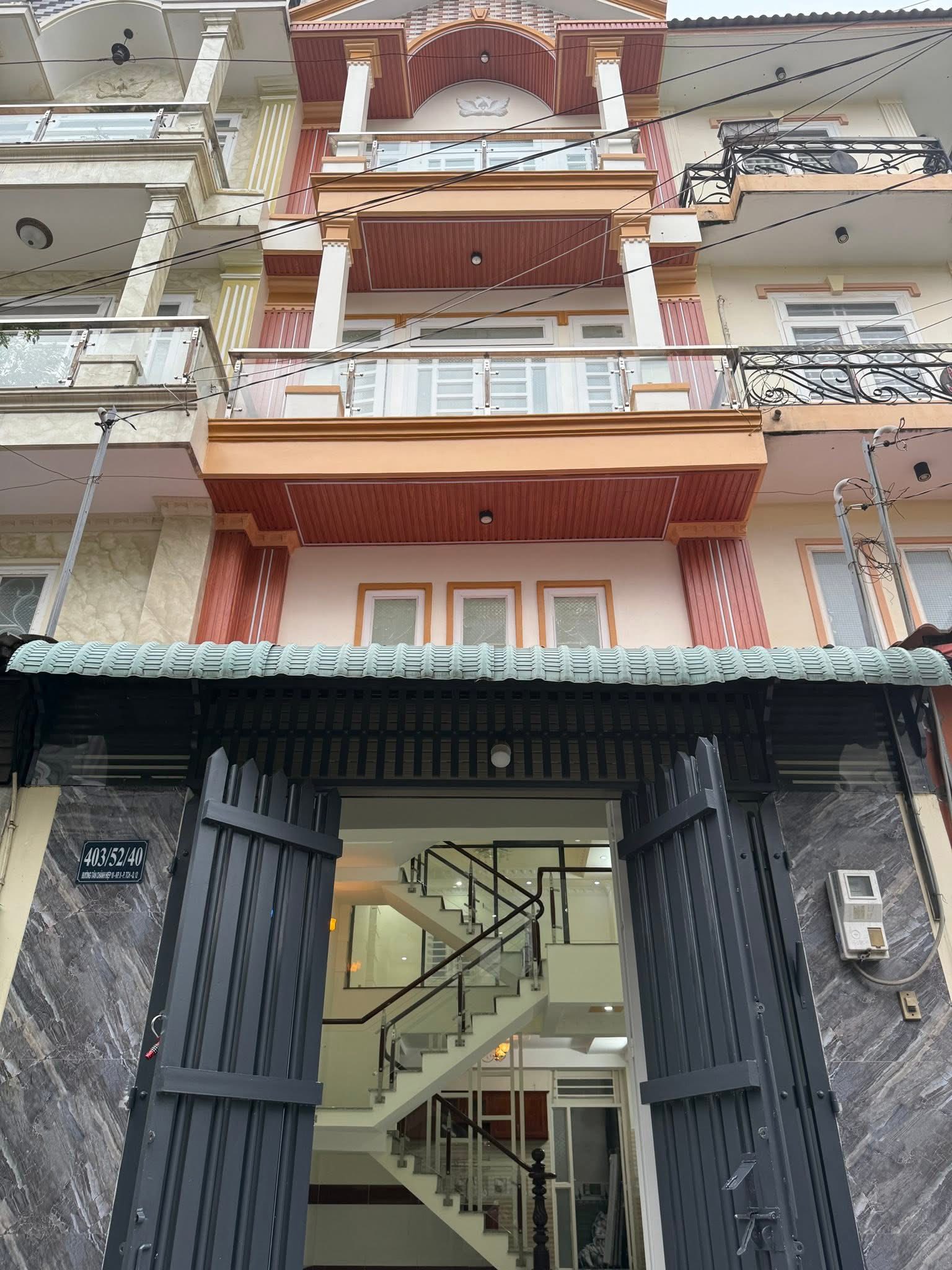 Nhà 4 tầng đẹp như mơ, hẻm 8m, 4 phòng ngủ, sổ đỏ 55m2