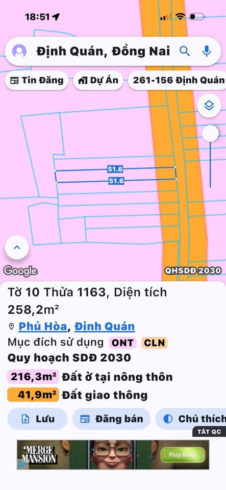 Cơ hội sở hữu ngay nền đất chân dài tới nách tại Phú Hòa, Định Quán, Đồng Nai