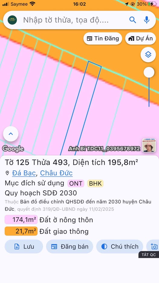 Mảnh đất vàng Bình Ba, mặt tiền đường chính, 1,15 tỷ