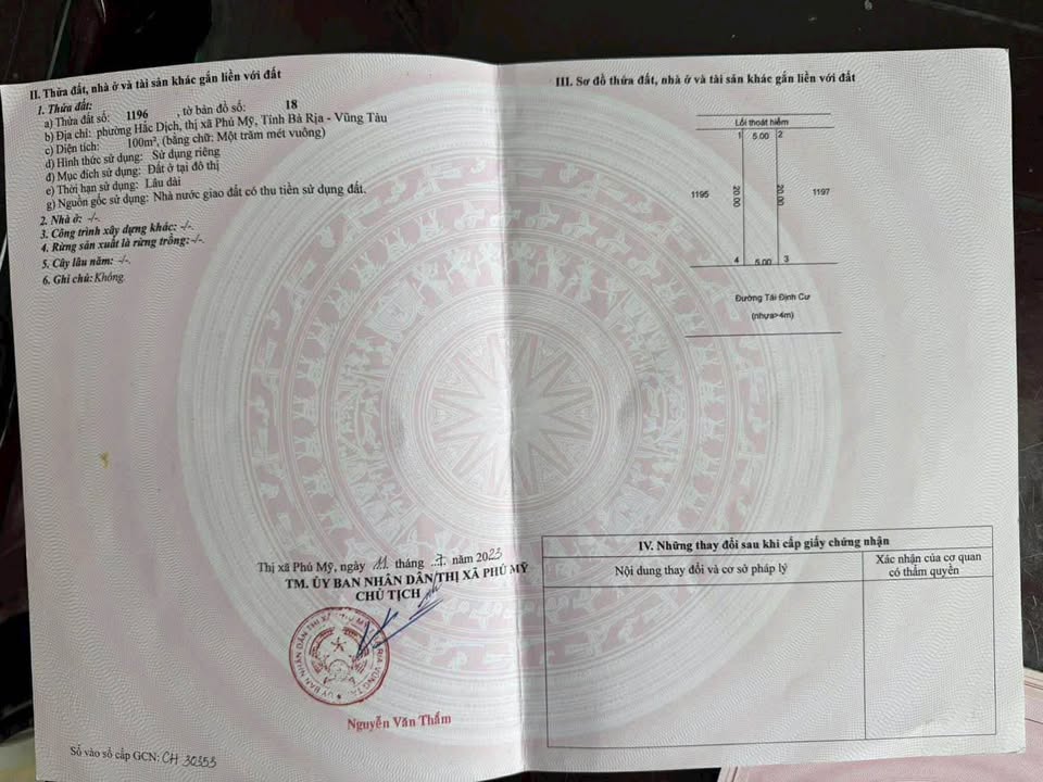 Cần bán 3 lô đất tái định cư Hắc Dịch, thuộc khu vực Tân Thành, tỉnh Đồng Nai