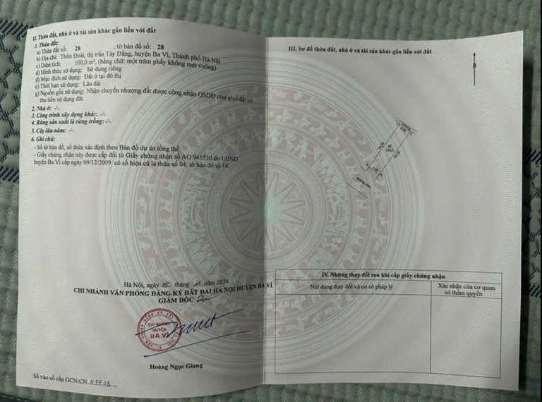 Chính chủ gửi bán lô đất vuông vắn, đẹp tại Thôn Đoài, Thị trấn Tây Đằng, Ba Vì, Hà Nội