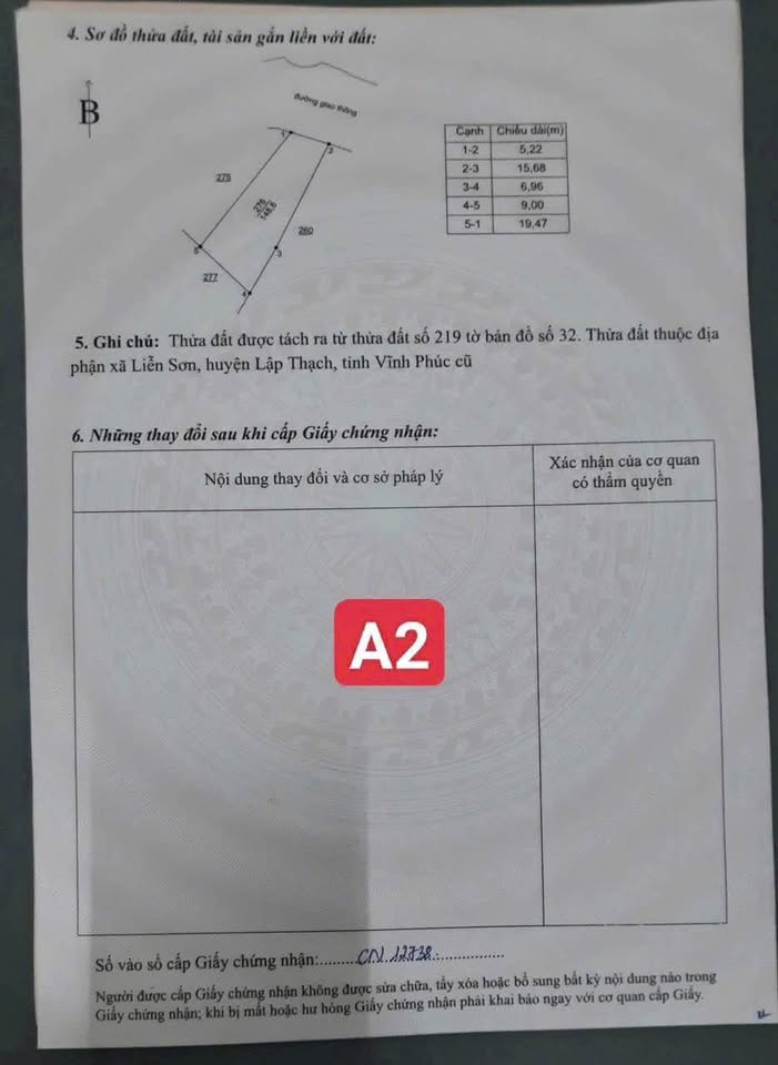 Bán đất 148m2 hai mặt tiền view đồng thoáng mát tại Lập Thạch, Vĩnh Phúc