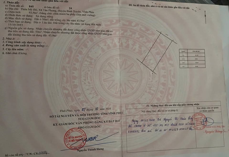 Bán đất Yên Định, Vĩnh Tường, Vĩnh Phúc - 94m2, mặt tiền 6m