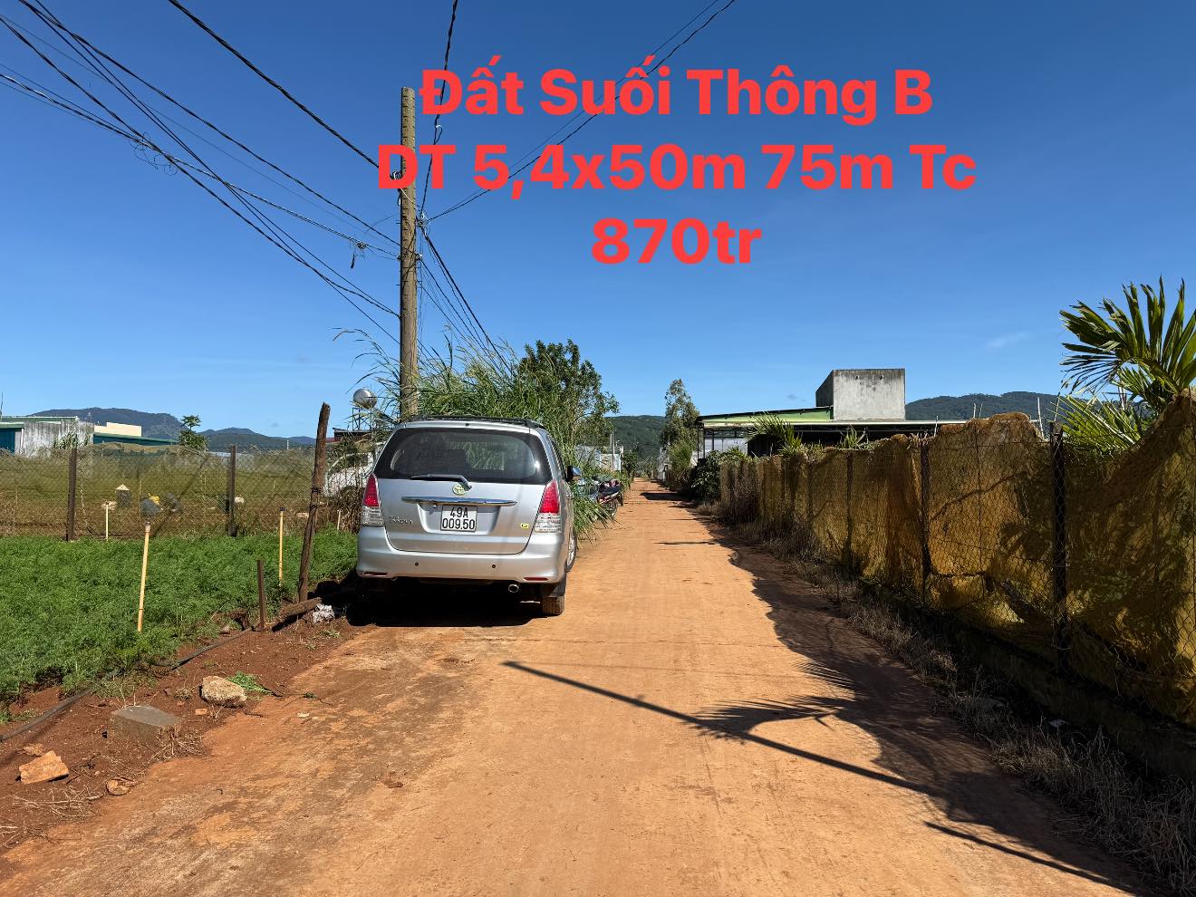 Đất vàng Suối Thông B 5,4m x 50m, sẵn 75m² thổ cư, giá 870 triệu