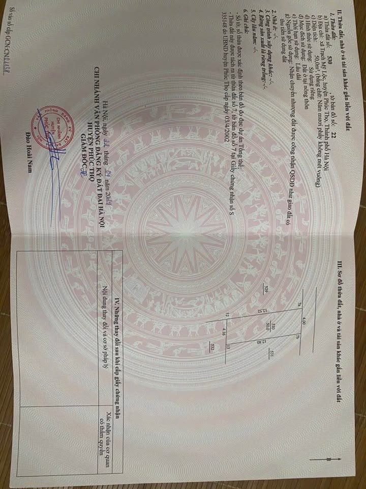 Đất Phúc Thọ 50m2 nở hậu, ô tô đỗ tận nơi, giá chỉ 1,6 tỷ