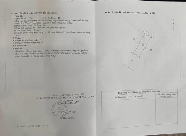 Đất vàng Đồng Ông, Đan Phượng - 50m2, mặt tiền 3.75m, giá đầu tư