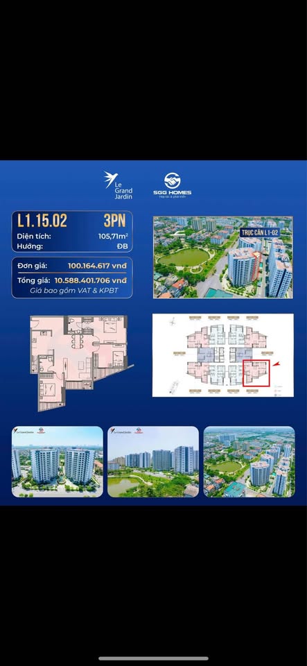 Căn hộ 3 ngủ 'hiếm có khó tìm' tại Le Grand Jardin, Long Biên - tối ưu ánh sáng, view nội khu xanh mát