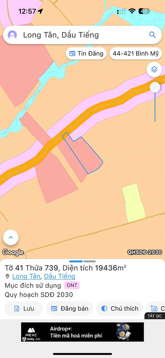 Đất SKC Long Tân: 1.9ha, làm xưởng hay làm vườn đều 'ngon'