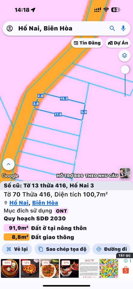 Bán nhanh lô đất thổ cư 100m2, đường ô tô vào tận đất, phường Hố Nai, Biên Hòa