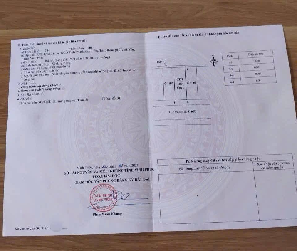 Bán đất nền tại Khu dân cư Tỉnh Uỷ, Phường Vĩnh Yên, Huyện Tam Dương, Tỉnh Vĩnh Phúc