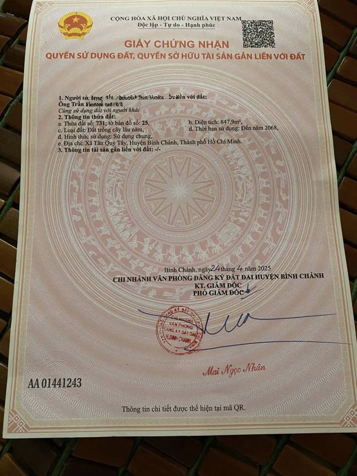 Bán đất trồng cây lâu năm mặt tiền đường Đoàn Nguyễn Tuấn, Bình Chánh, Thành phố Hồ Chí Minh 848m2