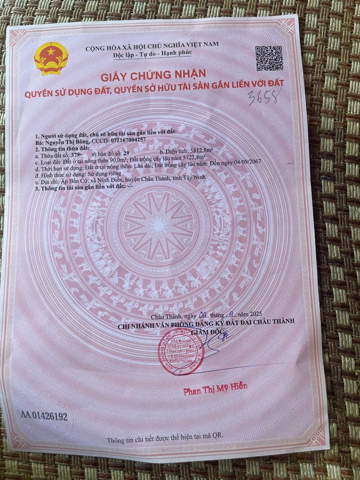 Bán đất thổ cư mặt tiền đường nhựa tại Châu Thành, Tây Ninh