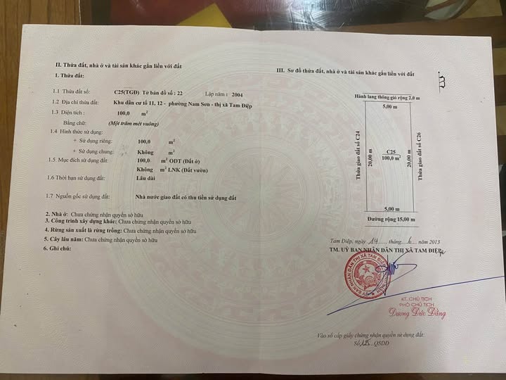 Đất phường Nam Sơn, Tam Điệp 100m², giá hời