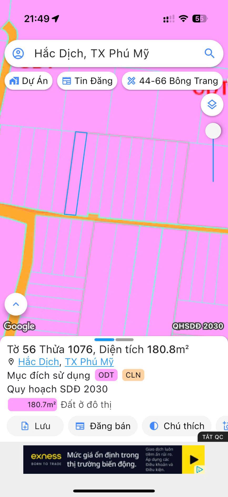 Đất ở tại phường Tân Thành, thành phố Phú Mỹ, tỉnh Bà Rịa - Vũng Tàu