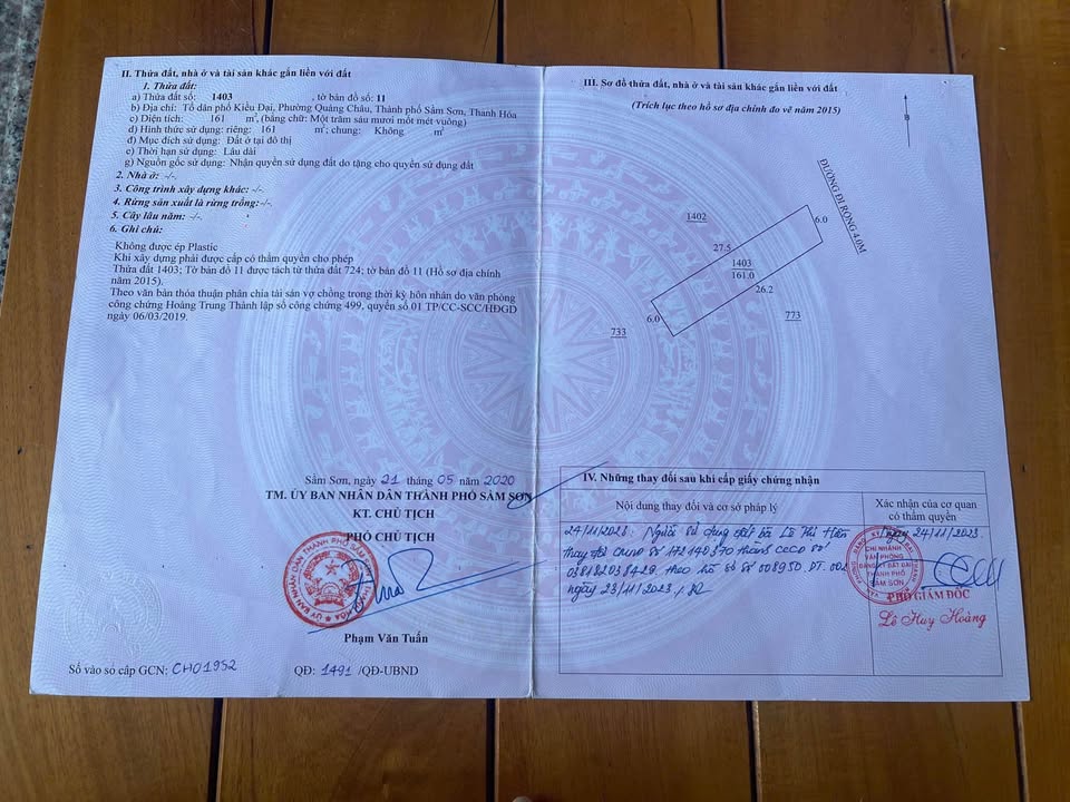 Bán lô đất đẹp 161m² tại Quảng Châu, Sầm Sơn, Thanh Hóa