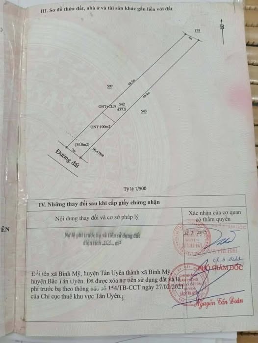 Bán đất Bình Mỹ, Củ Chi 7x60m, 100m2 thổ cư, nở hậu 6m - Giá 1.6 tỷ