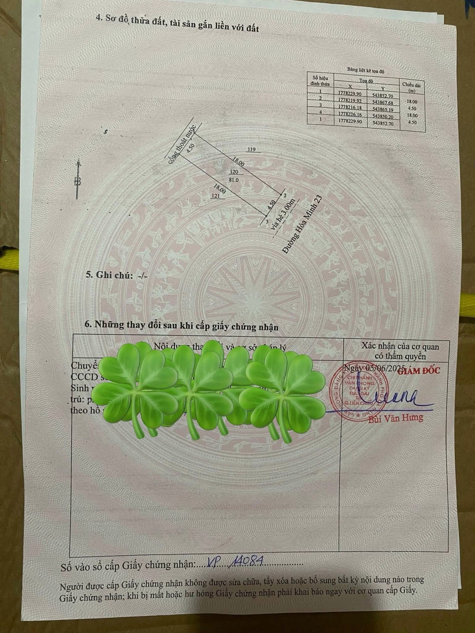 Lô đất nằm trên đường Hòa Minh 23, thành phố Đà Nẵng, với vị trí đắc địa