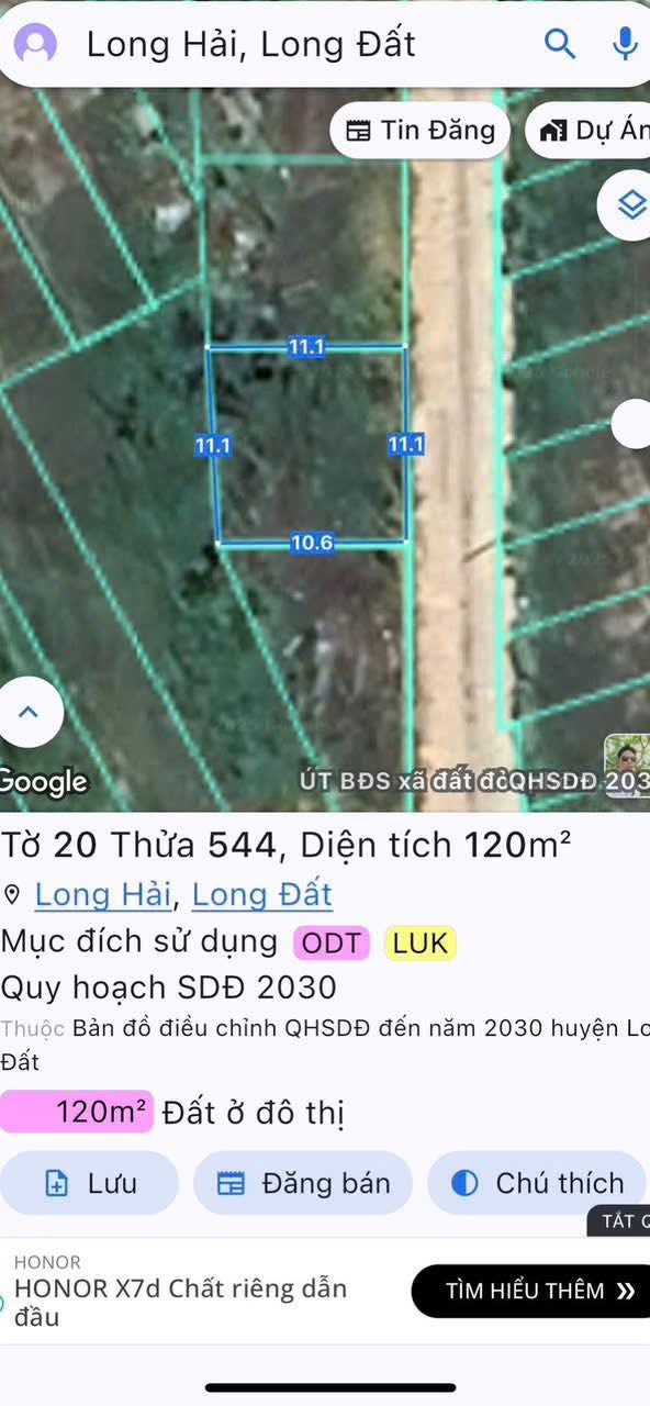 Lô đất biệt thự Long Hải - 11m mặt tiền, 2.3 tỷ