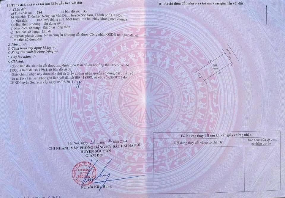 Đất Sóc Sơn 102m² - Lạc Nông, Mai Đình, cơ hội đầu tư không thể bỏ lỡ