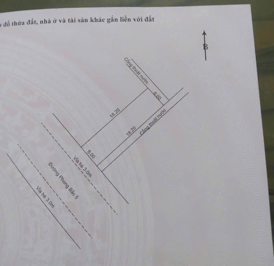 Siêu phẩm đất nền Phong Bắc 5, kẹp cống mát mẻ, diện tích khủng 110m² với mặt tiền 6m và chiều sâu hơn 18m
