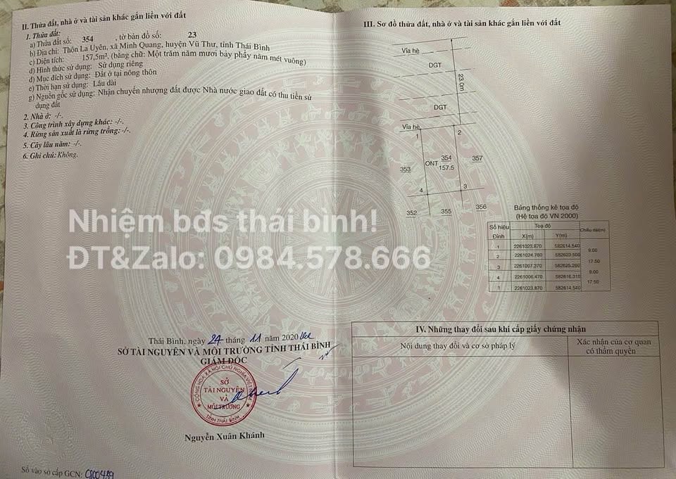 Chính chủ gửi bán lô biệt thự tại khu La Uyên, Vũ Thư, Thái Bình