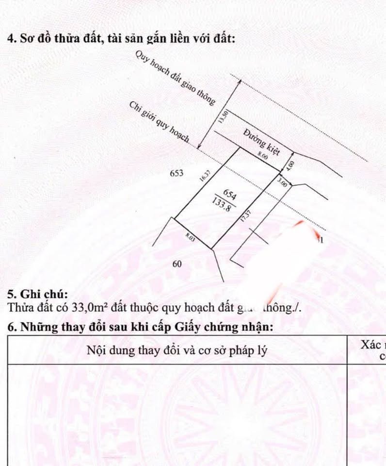 Bán lô đất 2 mặt tiền kiệt Minh Mạng, 134m2, giá 1 tỷ đồng