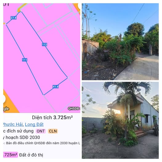 Bán đất Phước Hải, Bà Rịa, Vũng Tàu 3725m2, mặt tiền rộng, nở hậu